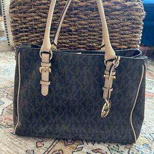 Michael Kors Dark Brown and Beige Tote